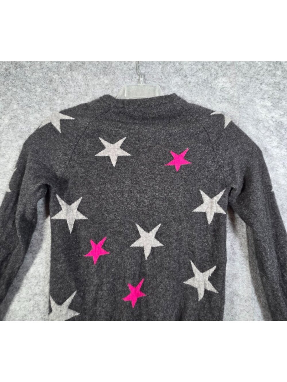 Philosophy Women's Cashmere Star Sweater Gray Pink Fuchsia Cozy Chic L - Picture 6 of 9